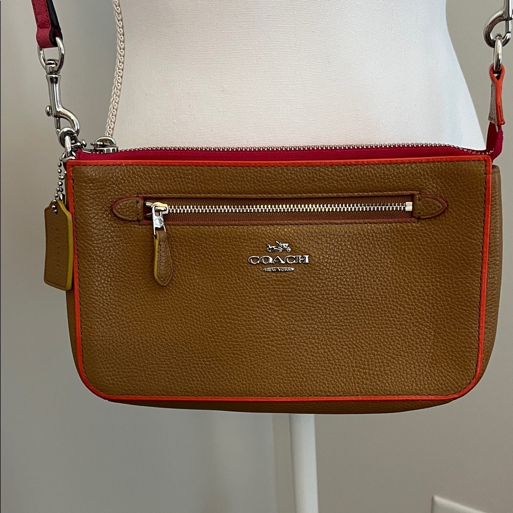 Coach Tan and pink Crossbody Bag